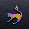 Ion Plating(IP) 201 Stainless Steel Kitten Pendants STAS-S105-JN161-1