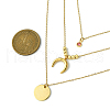 304 Stainless Steel Moon Pendant Triple Layered Necklace with Glass for Women NJEW-JN03871-3