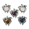 Natural Mixed Stone Heart Pendants G-M434-02P-1