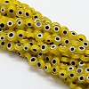 Handmade Evil Eye Lampwork Flat Round Bead Strands LAMP-L058-12mm-01-1