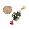 Christmas Tree Glass Seed Beads & Natural Tiger Eye Pendant Decorations HJEW-MZ00075-02-3