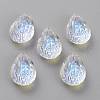 Embossed Glass Rhinestone Pendants GLAA-J101-05B-001SI-1