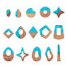 Fashewelry 30Pcs 15 Style Transparent Resin & Walnut Wood Pendants RESI-FW0001-01-8