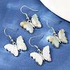 Natural Flower Amazonite Brass Dangle Earrings EJEW-M081-01P-06-1
