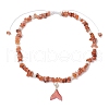 Natural South Red Agate Chip & Imitaton Round Pearl Beaded Adjustable Necklaces NJEW-JN05227-06-4