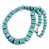 Synthetic Turquoise Hexagon Prism Graduated Beaded Necklaces for Women Men NJEW-K388-03I-1
