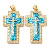 Rack Plating Brass Micro Pave Cubic Zirconia Pendants KK-P268-17H-G-1