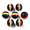 Ghana Jamaica Reggae Stripe Resin Beads RESI-N026-001B-01-2