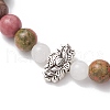 2Pcs Natural Rhodonite & Unakite & White Jade & Polychrome Jasper & Rose Quartz Round Beaded Stretch Bracelets BJEW-JB11953-5