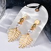 Brass Leaf Dangle Stud Earrings EJEW-R014-09G-3