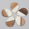 Opaque Resin & Walnut Wood Pendants X-RESI-S389-010A-C04-1