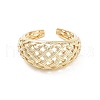 Hollow Tartan Cell Brass Open Cuff Ring for Women RJEW-Z055-05G-02-2
