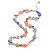 Bohemian Dyed Natural Shell Flat Round & Faceted Rondelle Glass Beaded Necklaces for Women NJEW-S456-01-2