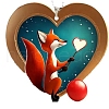 Acrylic Heart Fox Hanging Ornaments PW-WGF73DB-01-5