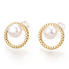 Natural Pearl Ring Stud Earrings PEAR-N017-06F-3