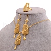 Hollow Trapezoid Brass Pendant Necklaces & Hoop Earrings & Rings Sets FS-WG93675-01-1