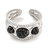 304 Stainless Steel Synthetic Turquoise Cuff Rings G-Z056-06P-04-2