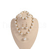 Plastic Imitation Pearl Round Beaded Pendant Necklaces & Dangle Earrings & Bracelets Sets for Women WG180C3-06-1