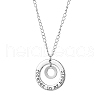 201 Stainless Steel and Alloy Round with Word Forest In My Heart Pendants Necklace NJEW-JN04697-01-2