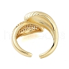 Rack Plating Teardrop Brass Micro Pave Cubic Zirconia Open Cuff Rings for Women RJEW-B064-10G-3
