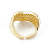 Colorful Cubic Zirconia Arrow Open Cuff Ring RJEW-P079-10G-3