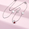 304 Stainless Steel FireBrick Enamel Ladybug Clover Link Chain Necklaces NJEW-R026-11P-2