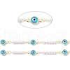 Evil Eye Glass & Brass & ABS Imitation Pearl Handmade Beaded Chains CHC-D029-37G-02-2