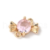 Brass Pave Glass Connector Charms KK-C062-039G-02-1