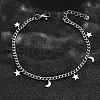 304 Stainless Steel Moon & Star Charm Bracelets BJEW-R021-05P-2