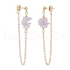 Natural Amethyst Chip Beads Dangle Stud Earrings for Women EJEW-TA00028-04-3