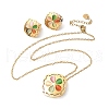 304 Stainless Steel Cat Eye Flower Pendant Necklaces & Stud Earrings Sets for Women SJEW-B020-04G-4