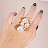 Brass Rhinestone Adjustable Cuff Open Rings for Women FA8616-2