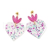 Acrylic Heart Dangle Stud Earrings EJEW-F327-02C-1