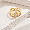 Brass Micro Pave Cubic Zirconia Double Layer Cuff Rings for Women AH8592-2