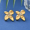 304 Stainless Steel Rhinstone Stud Earrings EJEW-Z081-01G-2
