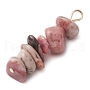 Gradient Color Natural Rose Quartz & Natural Rhodonite & Natural Pink Opal Chip Beaded Pendants PALLOY-JF02795-04-4