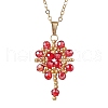 Flower Handmade Seed Beads & AB Color Glass Beaded Pendant Necklaces NJEW-MZ00084-01-2