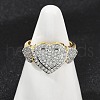 Brass Micro Pave Cubic Zirconia Open Cuff Ring for Women RJEW-F177-03GP-04-3