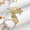 Rack Plating Brass Micro Pave Clear Cubic Zirconia Open Cuff Finger Rings for Women RJEW-M028-88G-2