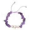 2Pcs Natural Amethyst Chip Braided Bead Bracelets BJEW-JB11541-01-3