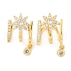 Brass Micro Pave Clear Cubic Zirconia Cuff Earrings EJEW-K309-07G-4