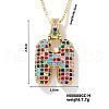 Brass Pave Colorful Cubic Zirconia Letter Pendant Box Chain Necklaces NU0575-8-1