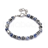 Natural Sodalite & Magnetic Synthetic Hematite Round Beaded Bracelet BJEW-P339-02P-05-1
