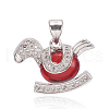 Brass Cubic Zirconia Pendants ZIRC-P054-11-2