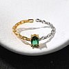 925 Sterling Silver Pave Cubic Zirconia Open Cuff Rings RJEW-R016-01G&P-01-1