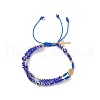 Lampwork Evil Eye & Glass Braided Bead Bracelet BJEW-TA00183-01-1