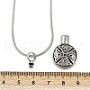 304 Stainless Steel Black Enamel Flat Round Pendant Pet Urn Ashes Necklaces NJEW-S455-09P-5