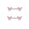 Brass Pink Cubic Zirconia Nipple Rings WG88A97-05-1