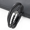 Leather Cord Multi-starand Bracelet PW-WG46246-04-1