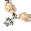 Starfish & Turtle Synthetic Turquoise Braided Beaded Bracelets BJEW-JB10926-02-3